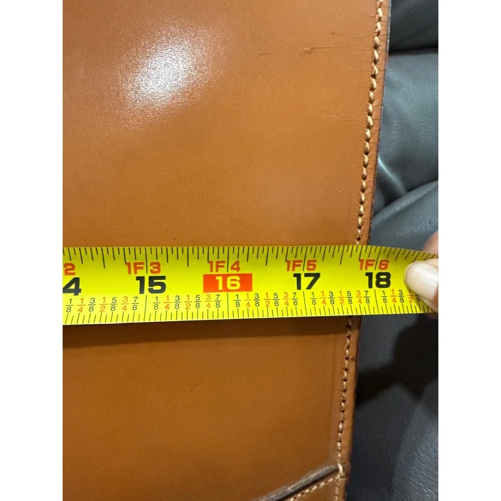 Vintage Tan Leather Briefcase Brass Lock Accordion Document Bag  H.S.‎